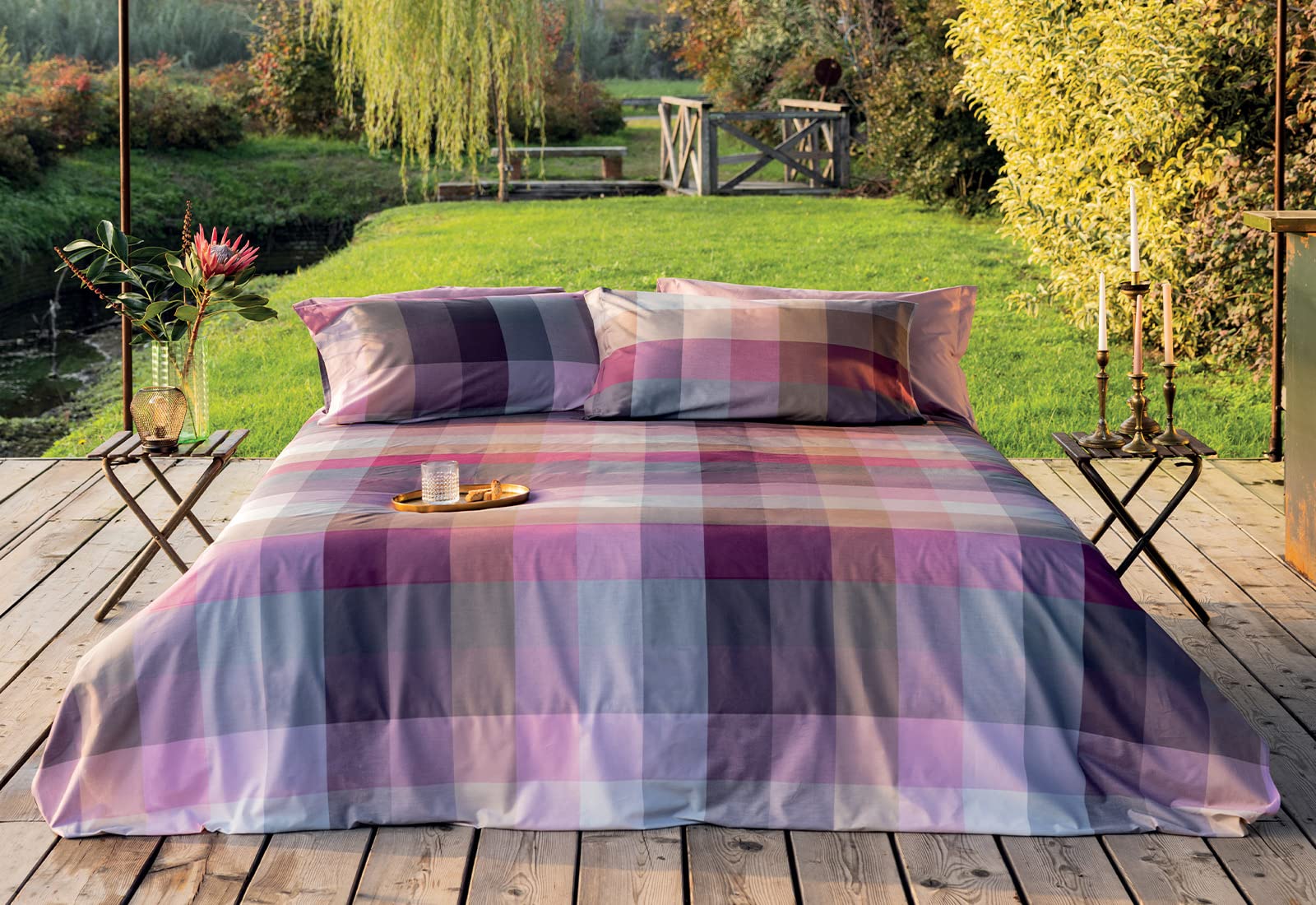 Parure de lit simple Bossi GERANIUM 7388 drap housse coins literie une personne