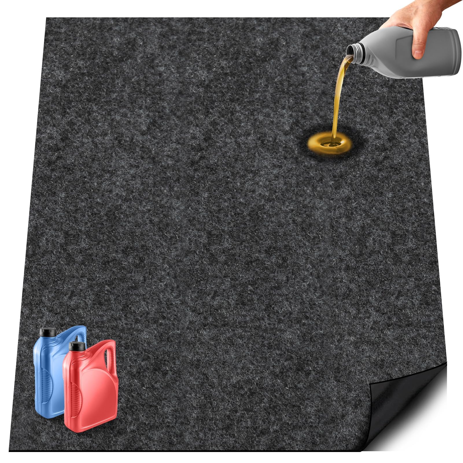 Alfombrilla de garaje de 60 x 72 pulgadas, alfombrilla de derrames de aceite, alfombrilla de mantenimiento premium, capa trasera de goma impermeable que protege la superficie del piso del
