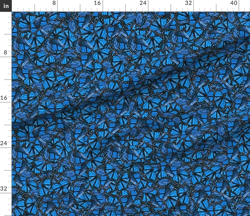 Spoonflower Fabric - Blue Butterflies Butterfly Monarch Kids Cobalt Black Spring Insect Printed on Petal Signature Cotton Fabric by The Yard - Sewing Quilting Apparel Crafts Decor