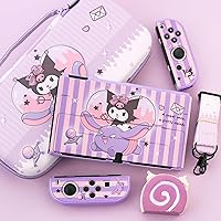 Vista 7 de HYPERCASE Cute Switch OLED Carrying Bag Purple Bunny for Console&Accessories, with Switch OLED Dockable Cover PC Hardshell, Screen Protector