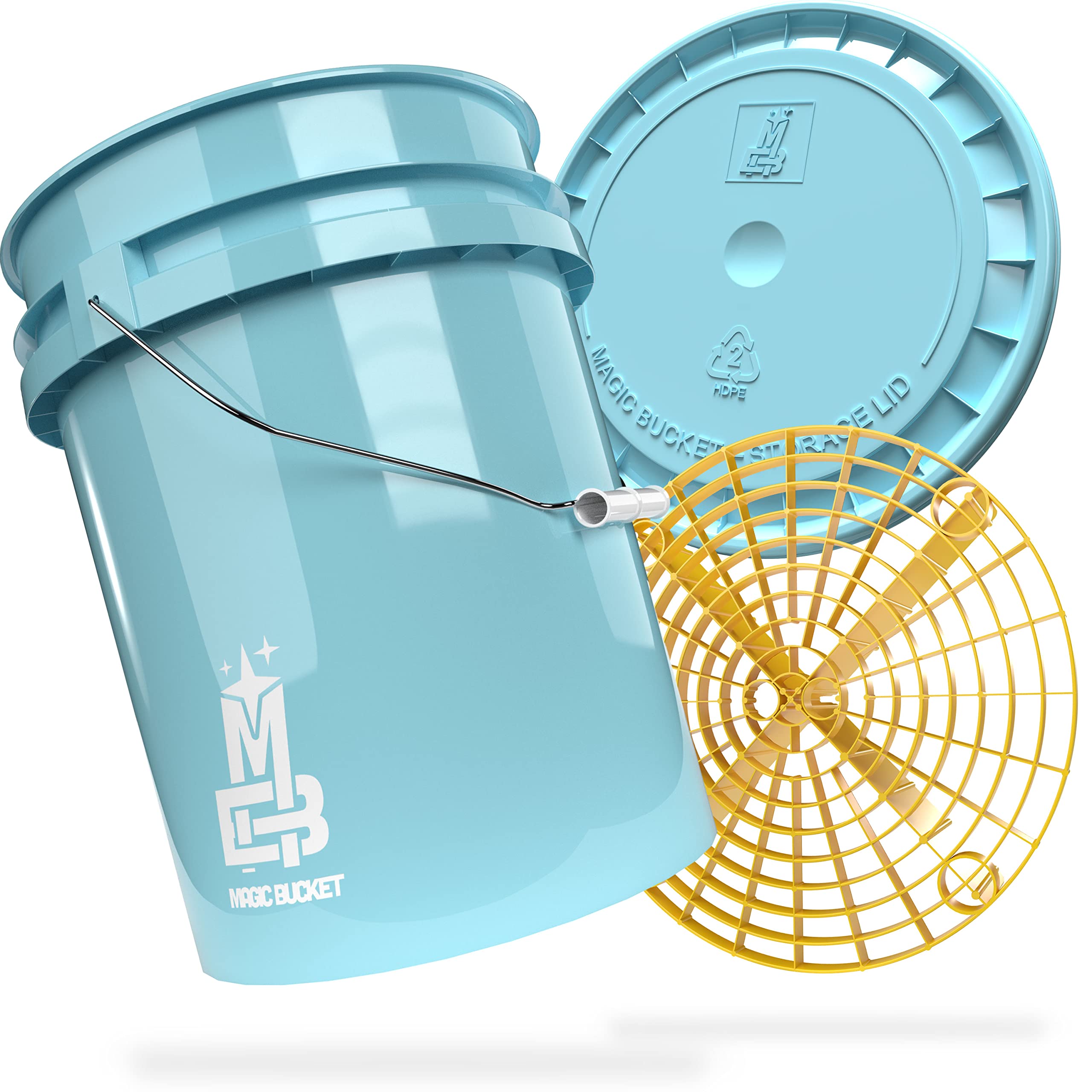 Magic Bucket | Paquete de Lavado a Mano | Cubo de Lavado con Tapa de Cubo a Juego 5 US GALLONS Aprox. 20 litros | con Inserto de Cubo Grit Guard Colador de Suciedad | Set de Lavado