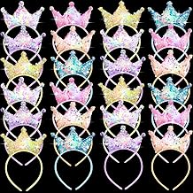 Juexica LED Princess Crown Headbands Glow Sequin Glitter Crown Headbands for Girls Women Tiara Princess Birthday Party Favor
