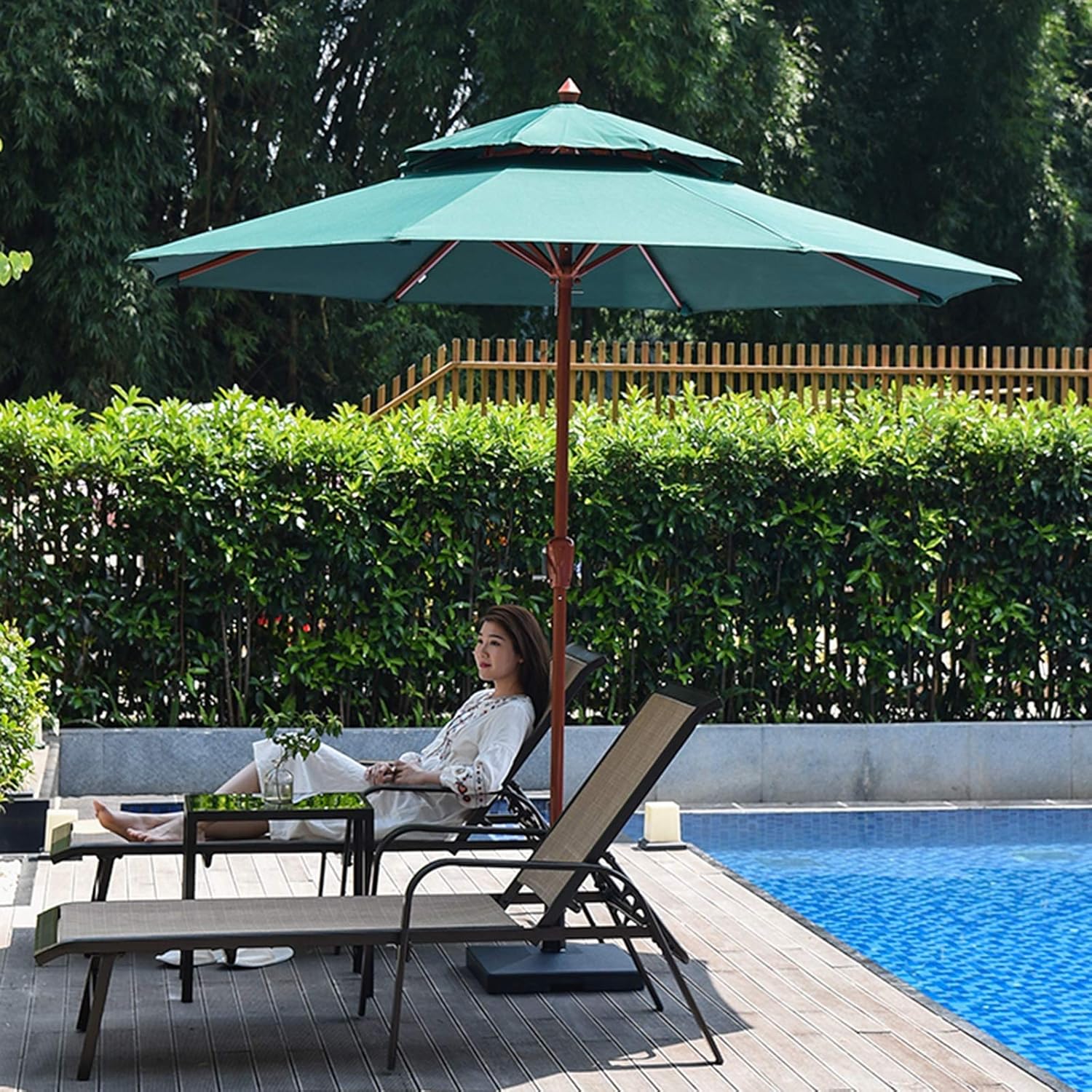 Garden parasols 2.7m/9ft Outdoor Garden Umbrella Parasols, Large Market Patio Umbrellas with Base Crank, Heavy Duty Rainproof Sun Shelter for Deck, Beach & Porch Outdoor parasols