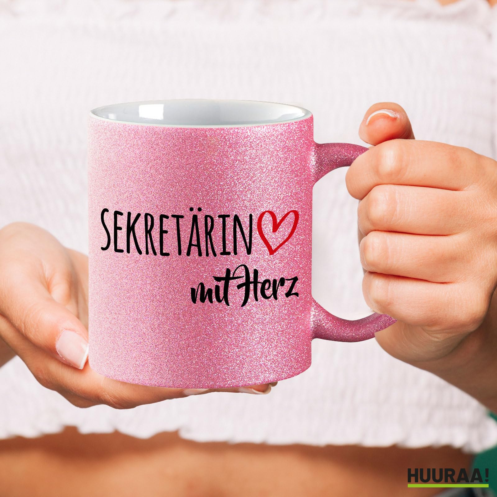 Huuraa Glitzer Tasse 'Polizistin Mit Herz' – 330 Ml Geschenkidee In Silber