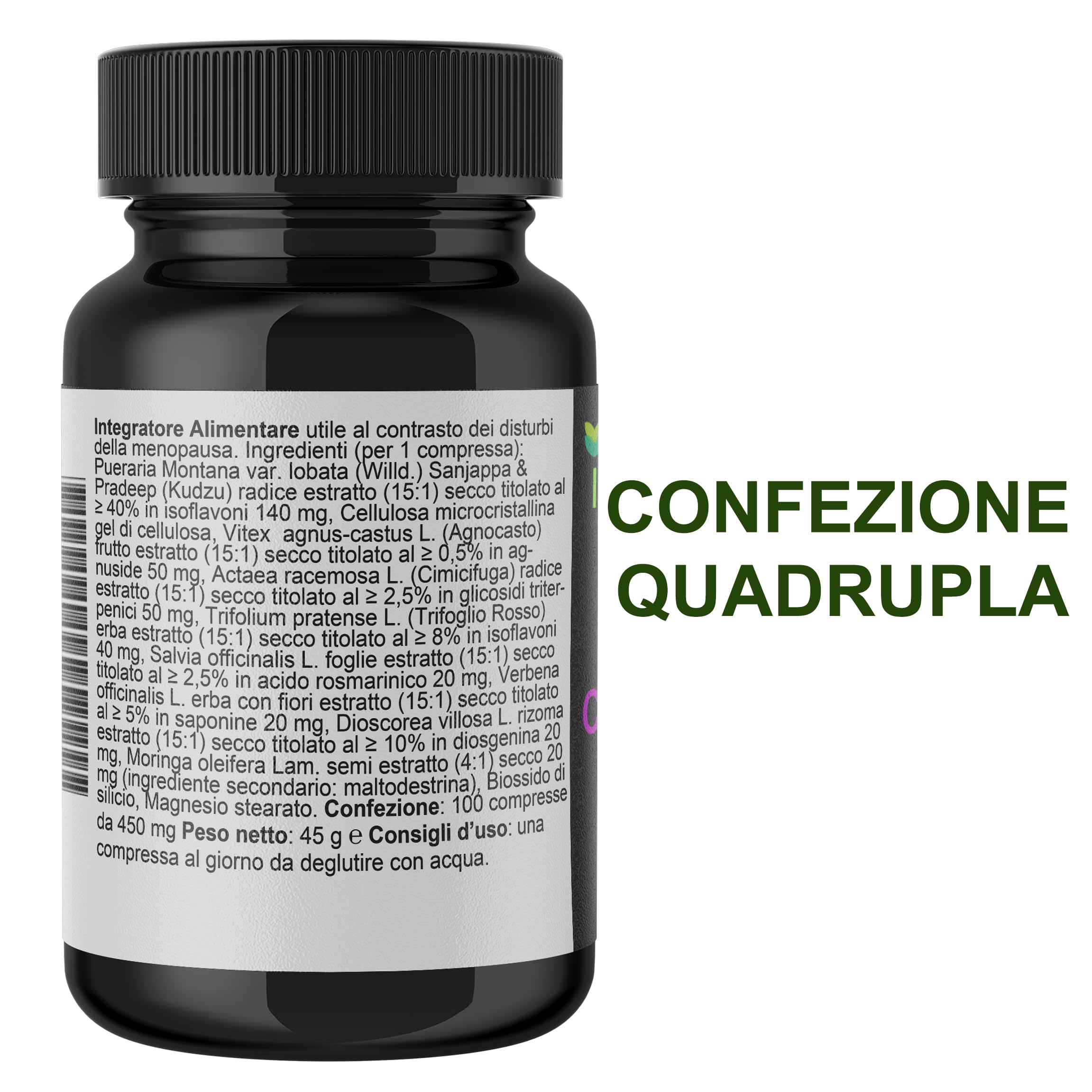 Menopausa Complesso Slim 400 Compresse - Peso Vampate Antiossidante Detox Benessere Mentale - Kudzu Trifoglio Rosso con Isoflavoni, Cimicifuga Moringa Agnocasto Dioscorea Verbena Salvia
