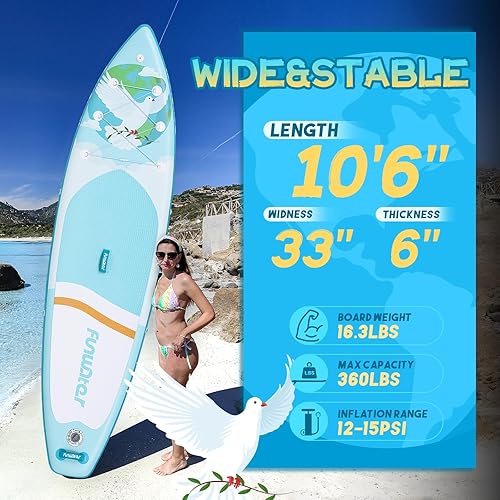 Miniatura 22 de FunWater Stand Up Paddle Board Ultra-Light Inflatable Paddleboard with SUP Accessories for Adults & Youth of All Skill Levels