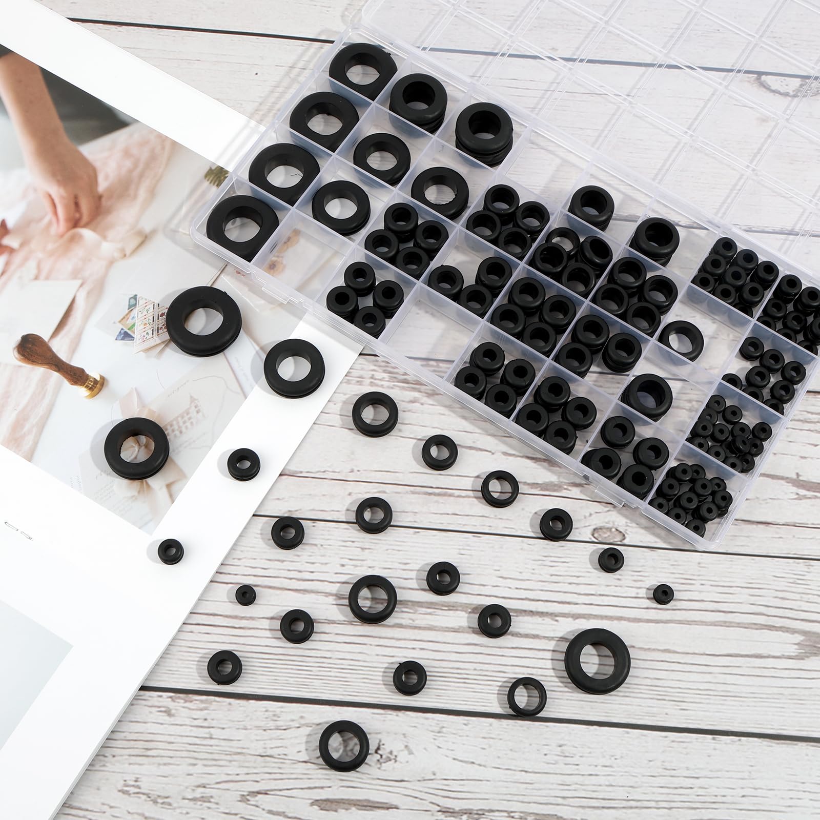 Rubber Grommet Kit - 200 Pcs, 8 Sizes -7 Rubber Grommet Kit - 200 Pcs, 8 Sizes -7