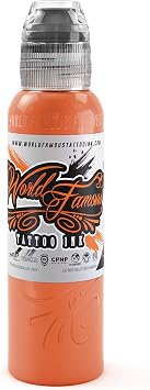 World Famous Orange Tattoo Ink, Vegan and Professional Ink, Made in USA, Moroccan Orange, 8 oz