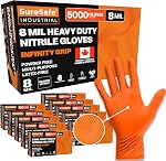 SURESAFE Industrial Grade Disposable gloves (M-XXL), 8 Mil Orange Nitrile Gloves, Food Grade Gloves, Mechanics Gloves