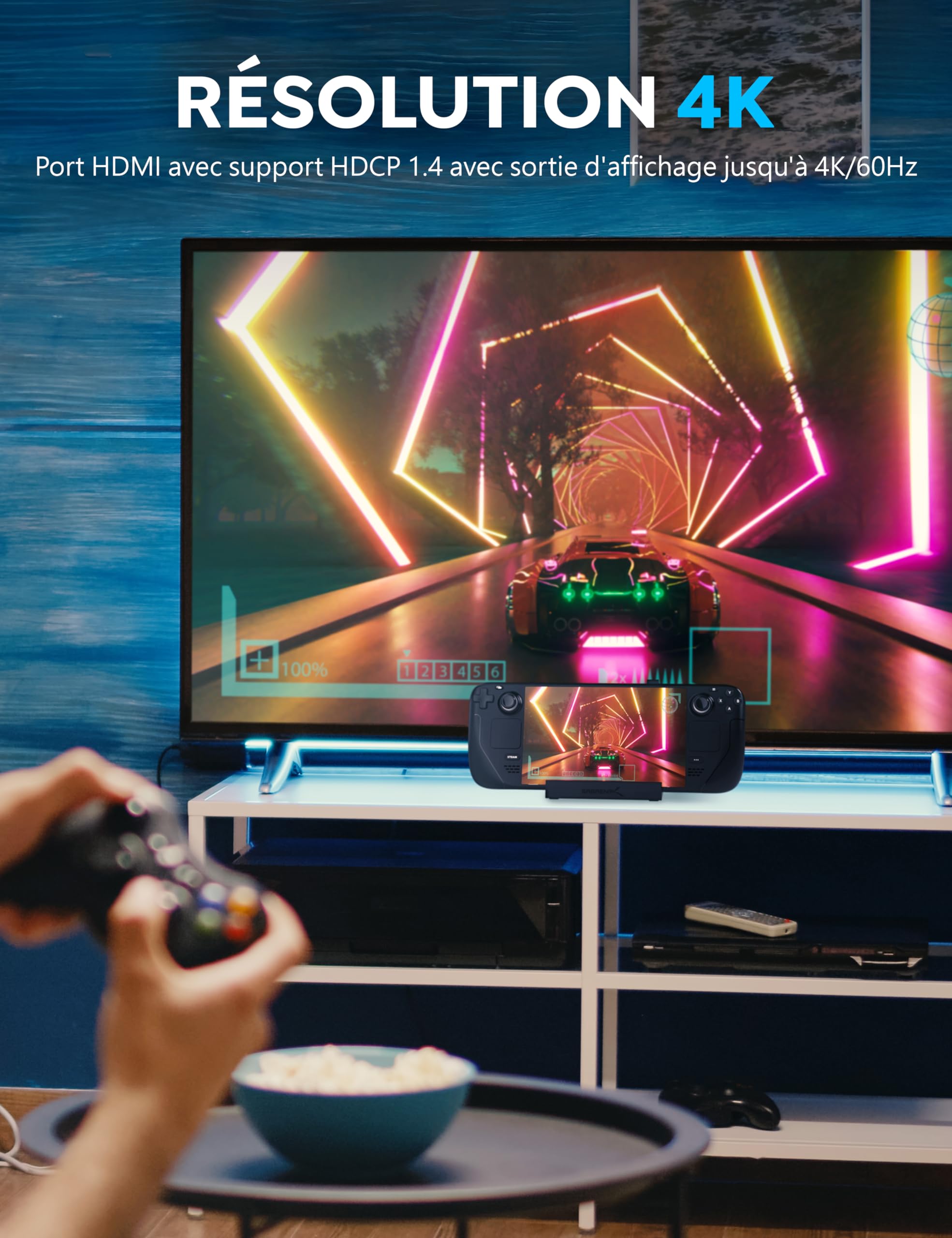 SABRENT Dock Steam Deck 6-en-1, Hub USB C avec 95 W PD Charge Rapide, Steam Deck Dock HDMI 4K@60Hz, Docking Station avec 3 Ports USB-A et 2 USB-C pour Valve Steam Deck et Rog Ally Design (DS-SD6P)