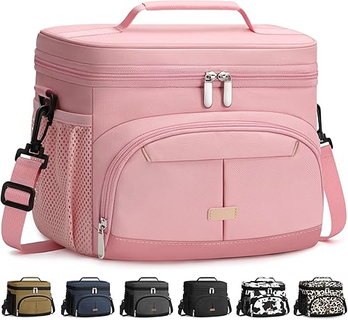 Vista 15 de Caja de almuerzo Pritent para hombre y mujer, bolsa de almuerzo aislada, bolsa refrigerante a prueba de fugas, bolsas de almuerzo con asa extraíble