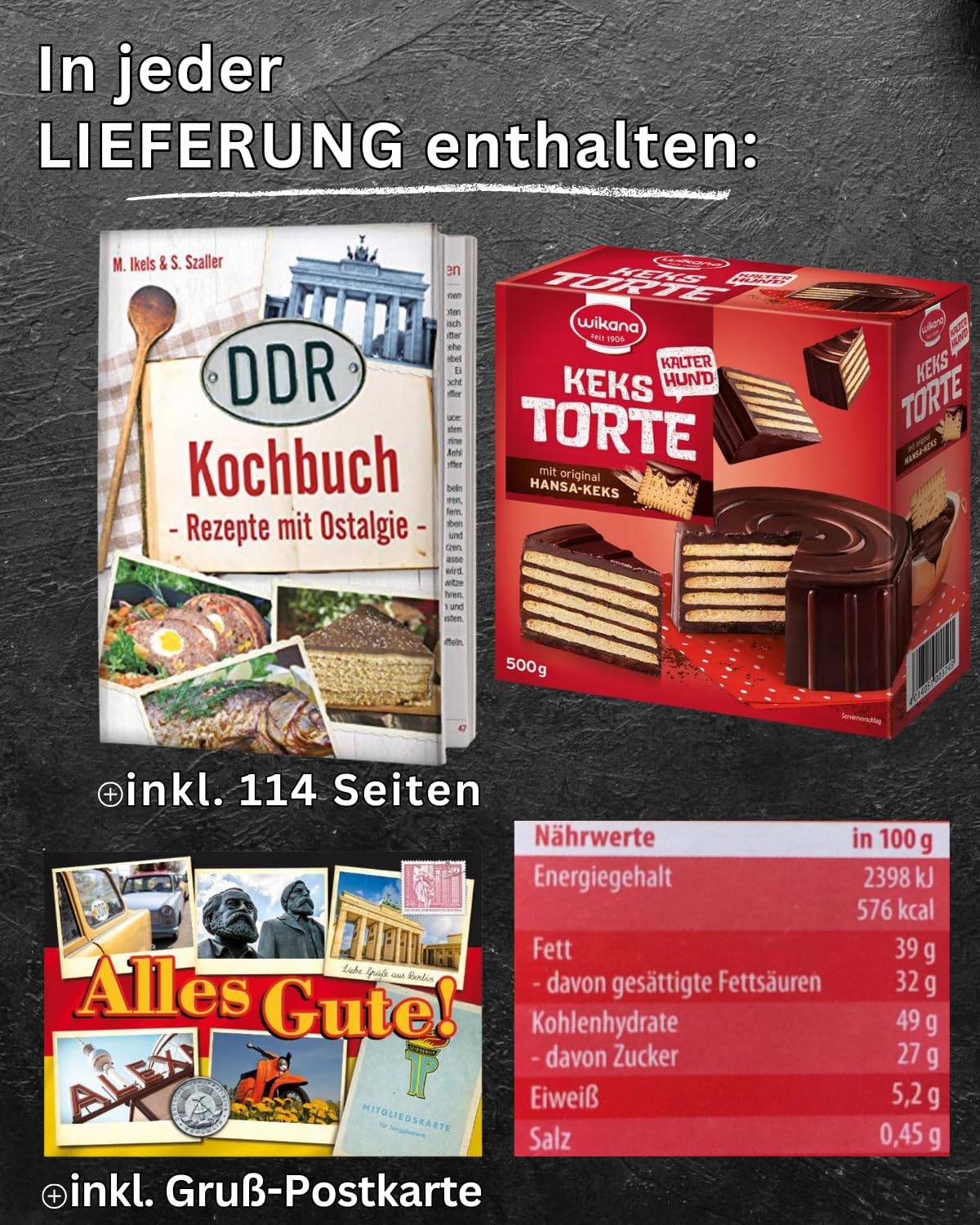 Wikana 6x Kekstorte Kalter Hund 500g – klassische Schokoladen-Kekstorte & nostalgischer Genuss – Original Rezept – fertige Kuchenspezialität im Vorratspack