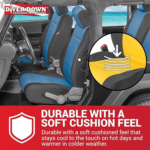 Miniatura 5 de Diver Down Juego de fundas de asiento de neopreno para Jeep JK Wrangler 2007-2018, juego de asientos delanteros y traseros, fundas de asiento