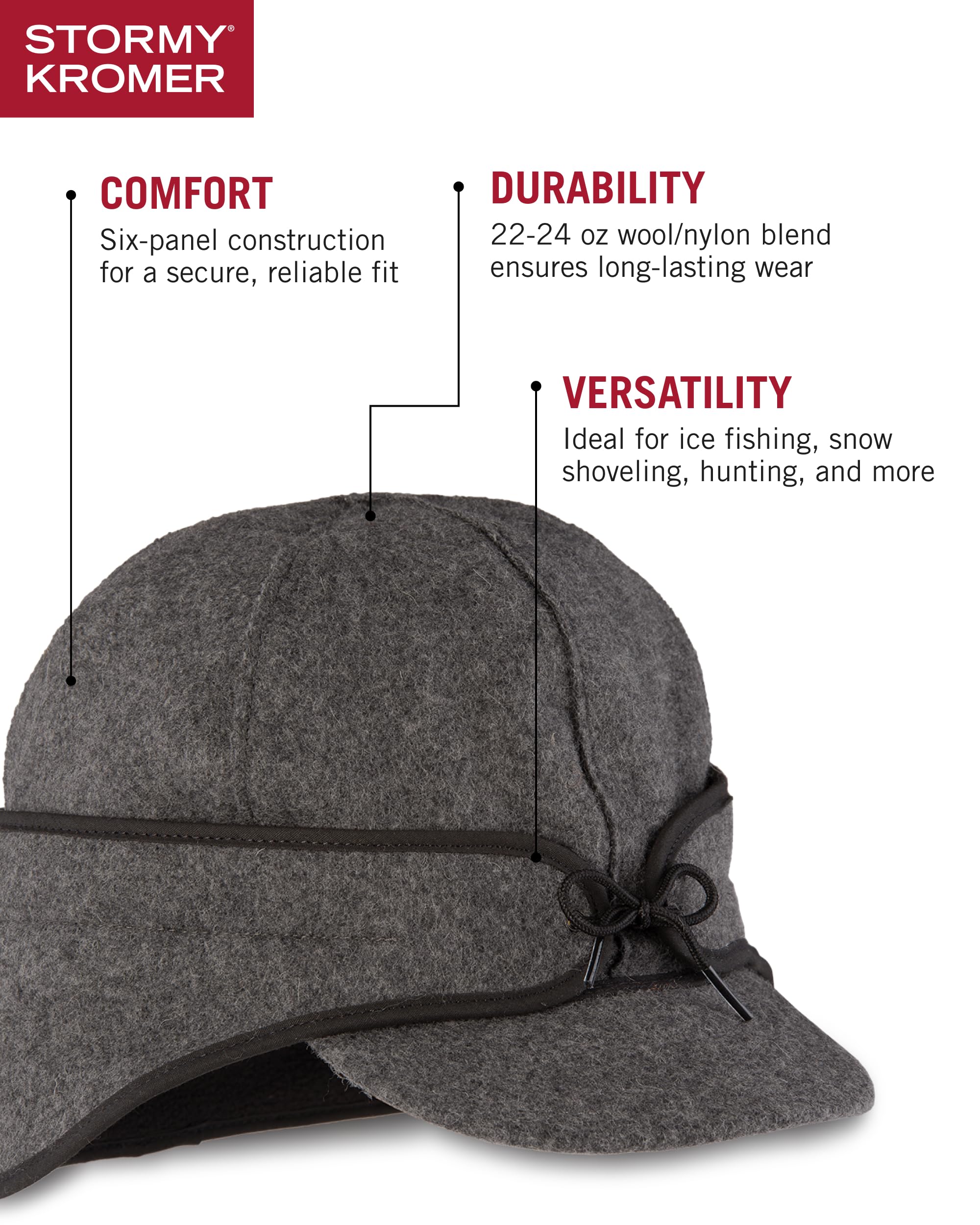 Stormy Kromer Rancher Cap - Gorro de Lana Thinsulate de Invierno con Orejeras de Forro Polar
