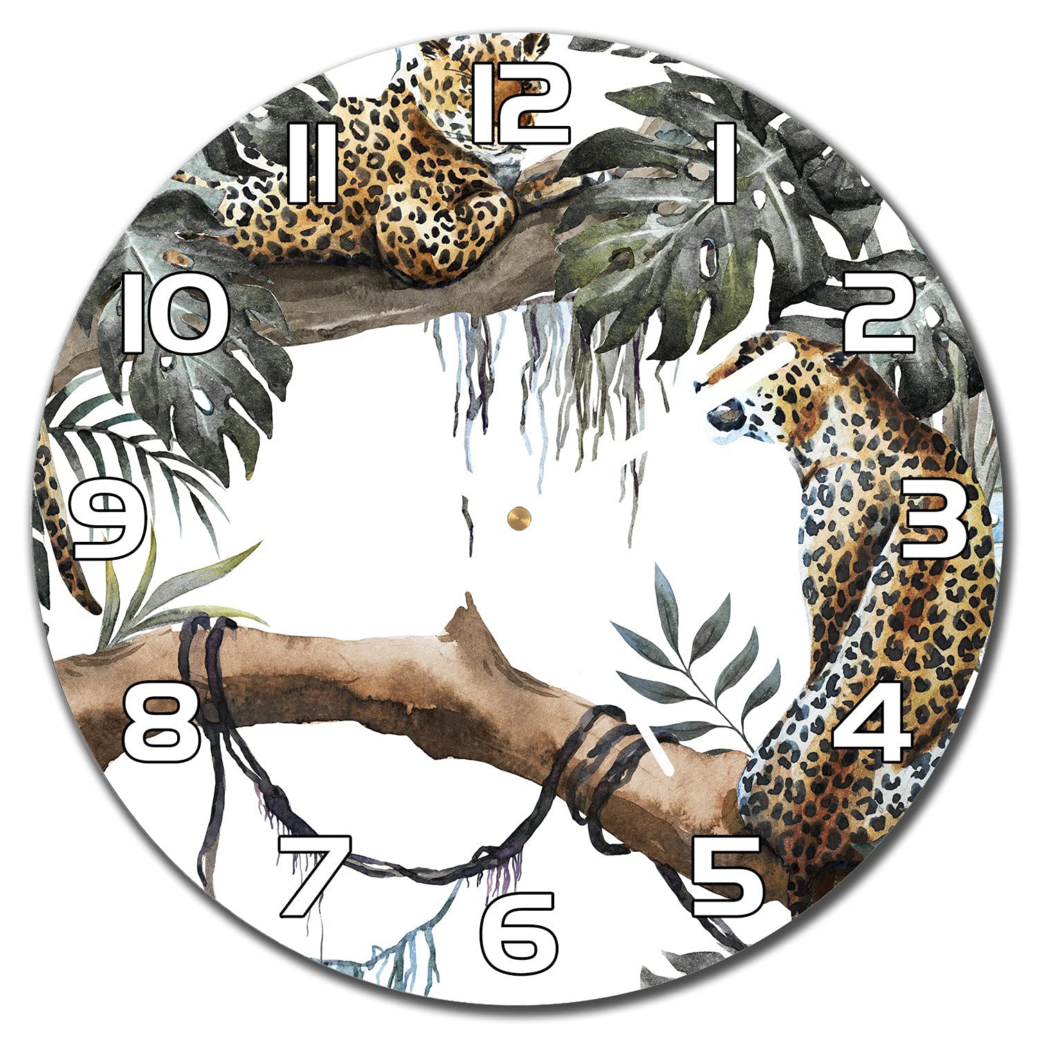 Horloge en verre sécurité moderne de 30 cm avec impression haute définition jungle