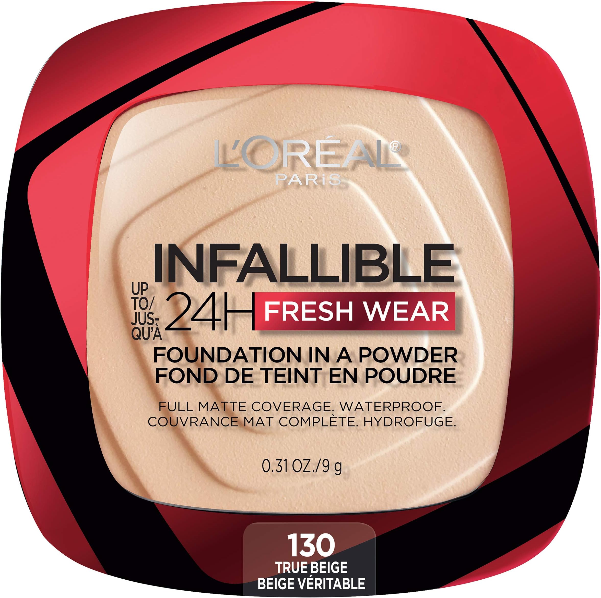 L'Oreal Paris Makeup Infallible Fresh Wear Foundation in a Powder, Up to 24H Wear, Waterproof, True Beige, 0.31 oz. (Packaging May Vary)