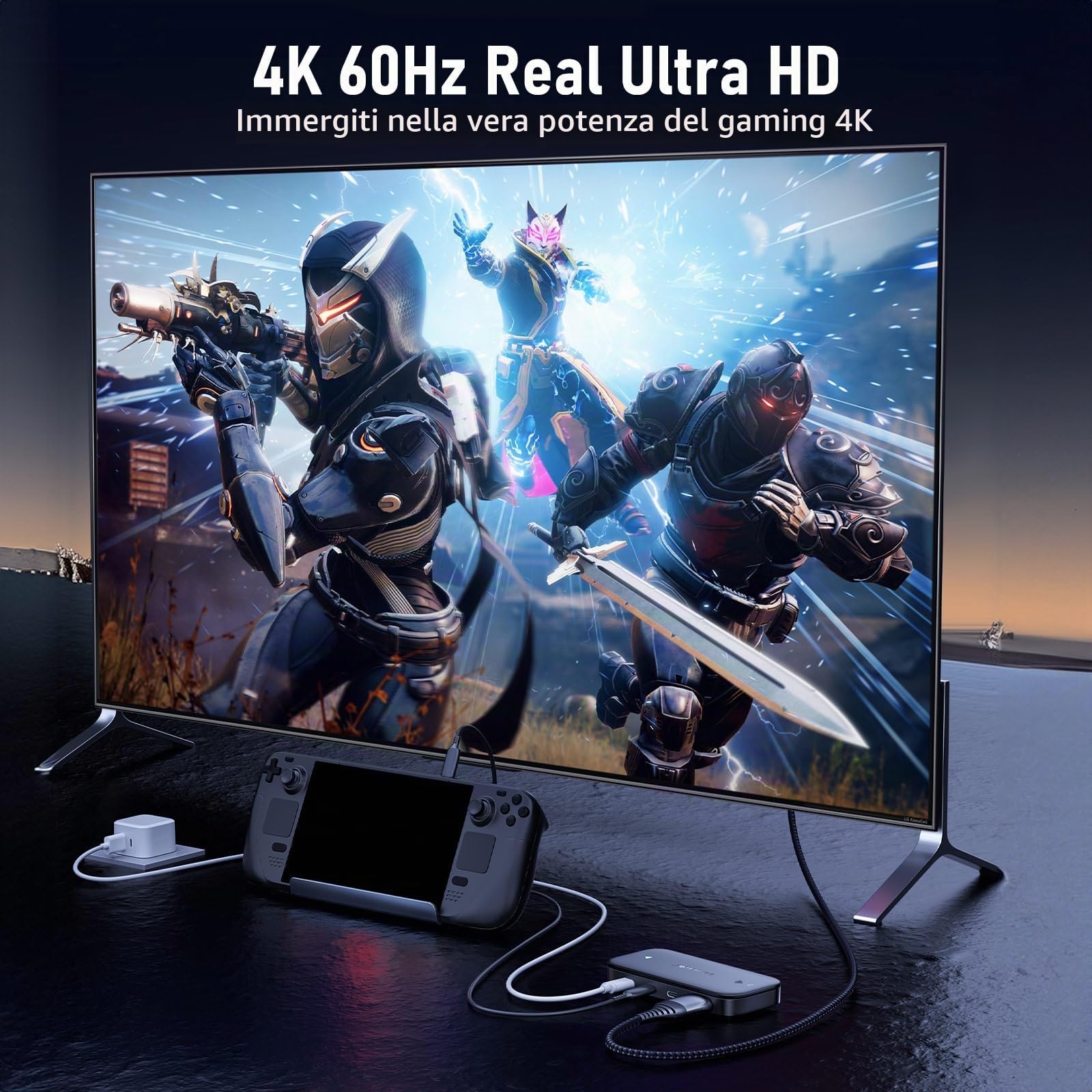 Lemorele Switch KVM USB C con Pulsante Unico per 2 Dispositivi, Supporta Video/Audio 4K 60Hz, Ideale per Workstation e Intrattenimento Domestico