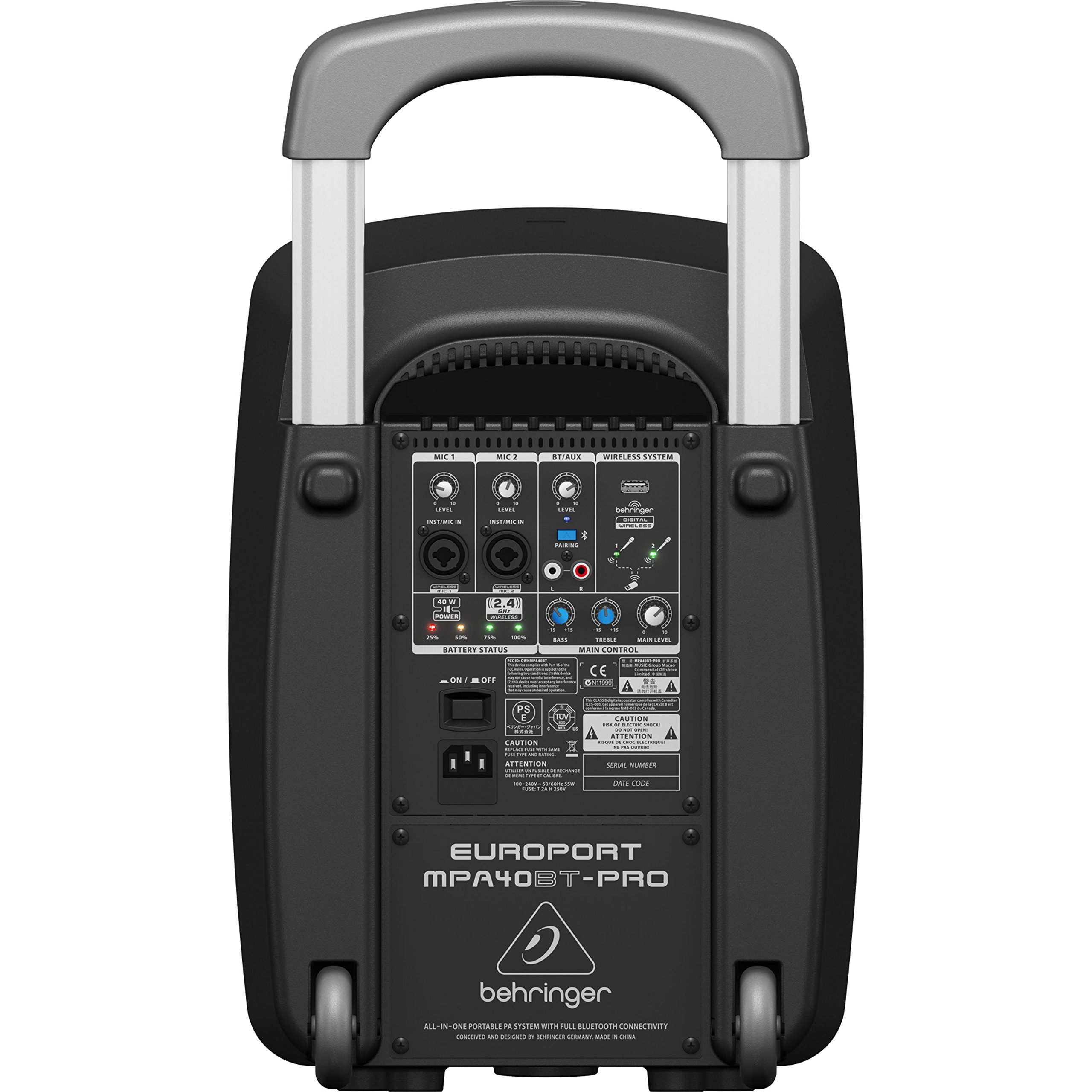 Behringer Europort MPA40BT-PRO Negro Altavoz - Altavoces (De 2 vías, 1.0 Canales, Inalámbrico y alámbrico, XLR/6.3mm/RCA, 45-18000 Hz, Negro)