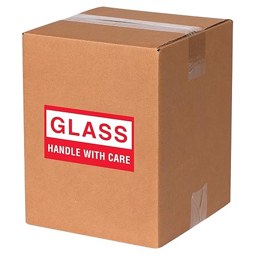 Miniatura 2 de Tape Logic Aviditi Tape Logic - Adhesivo adhesivo de advertencia rojo y blanco (3 x 5 pulgadas, mango de vidrio con cuidado), para envío,