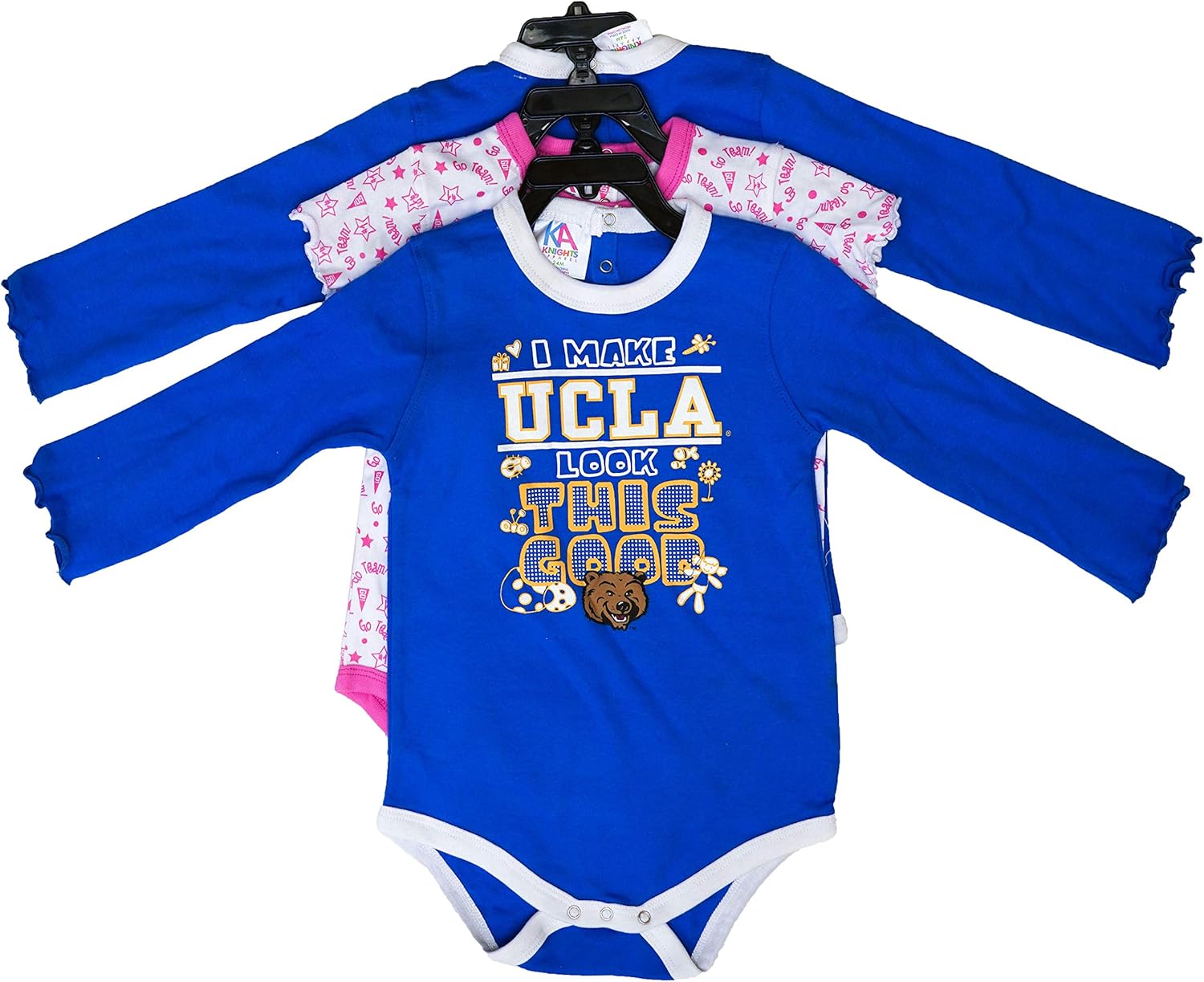 Knights Apparel UCLA Bruins 3 Piece Raglan Romper Infant