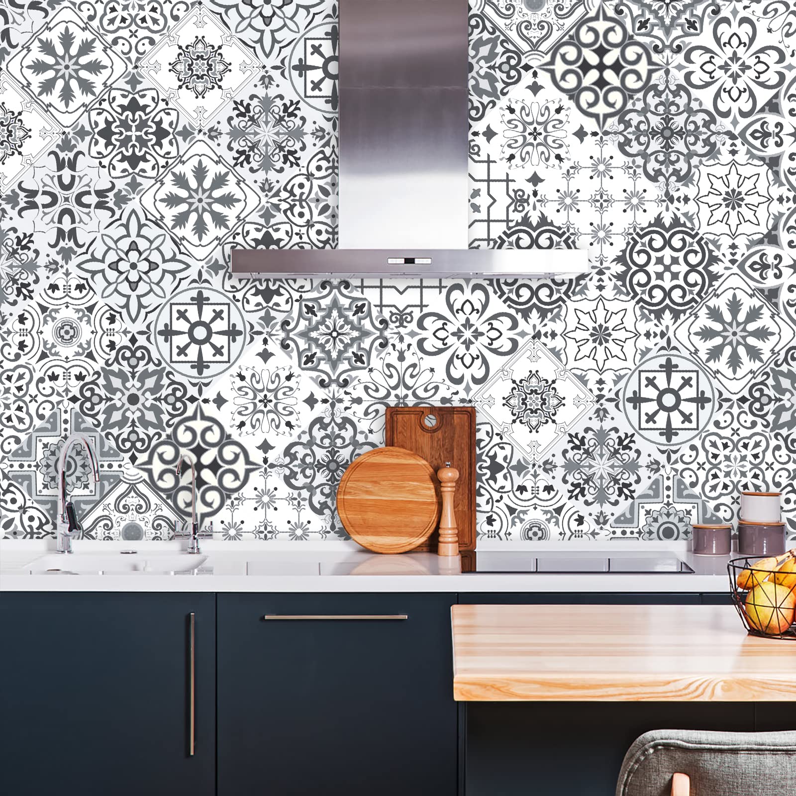 Adesivo per Mattonelle Cucina in PVC, 20 Pezzi Impermeabile Adesivi in PVC Decorazioni Piastrelle Stickers Design Adesivi Murali in Vinile per Bagno e Cucina con Modello Etnico Colorato (20 * 20cm