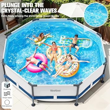Above Ground Pool,10ft x 30in Frame Deep Swimming Pool,Round Family Pool,Large Above Ground Pool Easy Set,1200 Gallon Pool,Outdoor Backyard Pool for Kids,Adults-Deep Blue,Pump Not Included