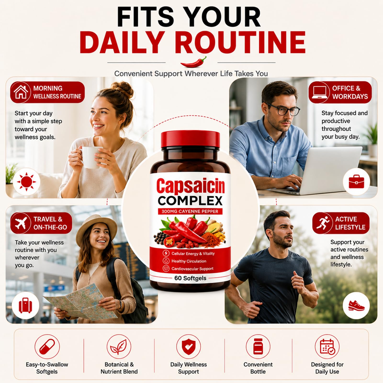 Capsaicin Complex, Cayenne Pepper Extract 300mg with CoQ10, Turmeric, Vitamin D3 & K2, Beetroot Powder, Hawthorn Berry & Garlic Oil, 60 Softgels — Amazon image 7
