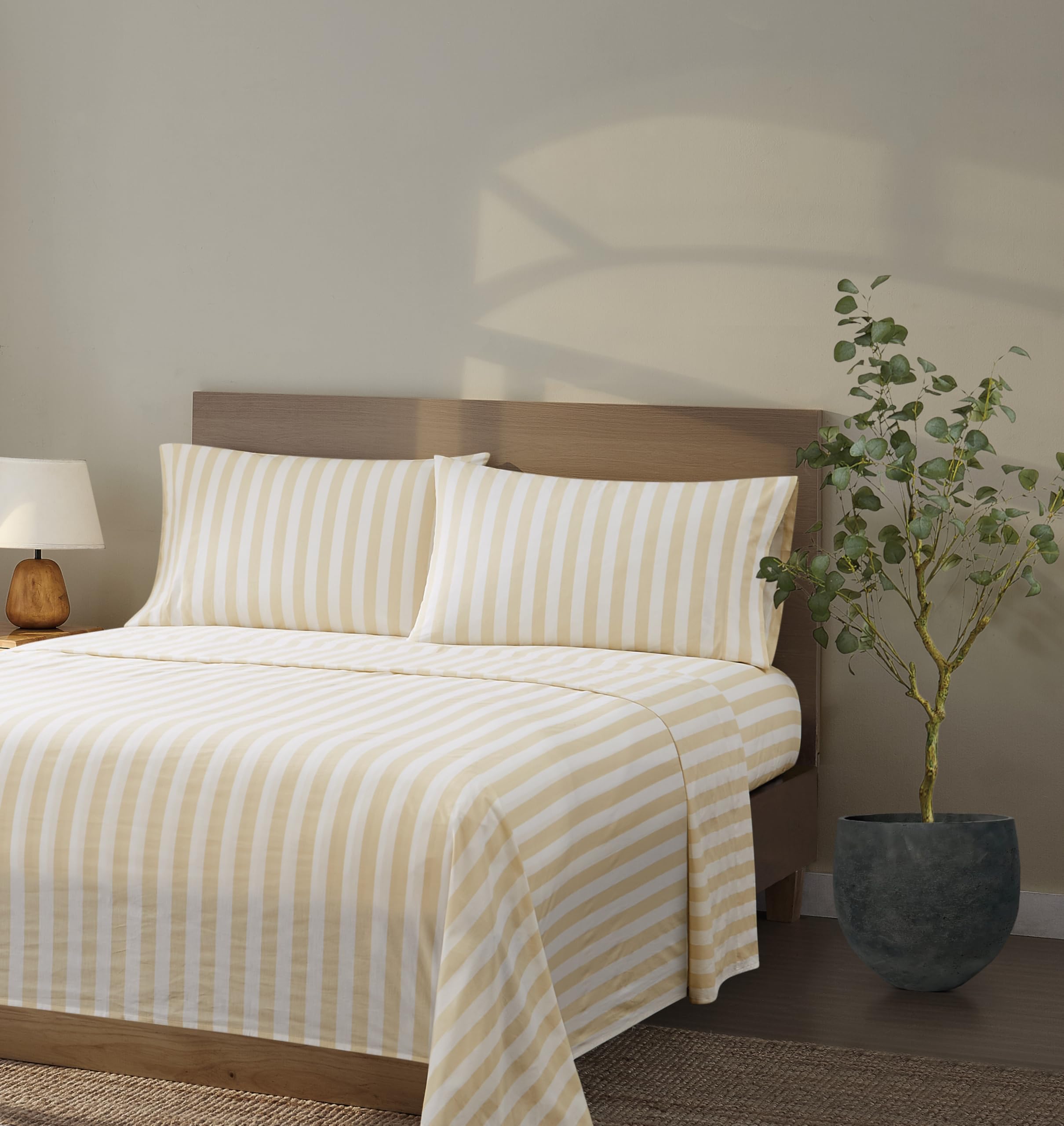 Brooklyn Loom Levi Stripe White/Ivory King 4 Piece Sheet Set