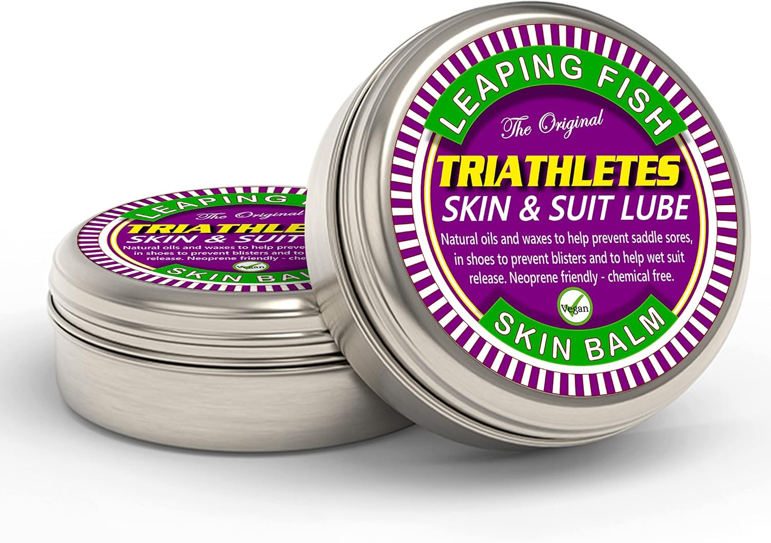 Leaping Fish Triathletes Skin & Suit Lube - Prevents Chafing Throughout Your Triathlon - 60g Tin. Made in The UK