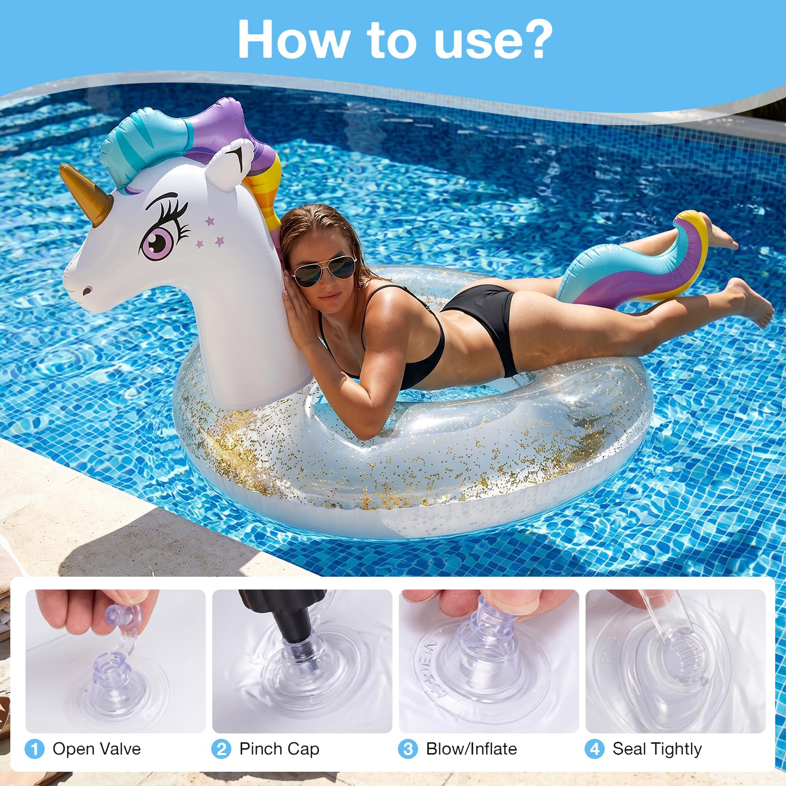 Anello da Nuoto con Unicorno Gonfiabile, Anello da Nuoto Unicorno Galleggiante Piscina per Piscina Spiaggia Festa Estiva