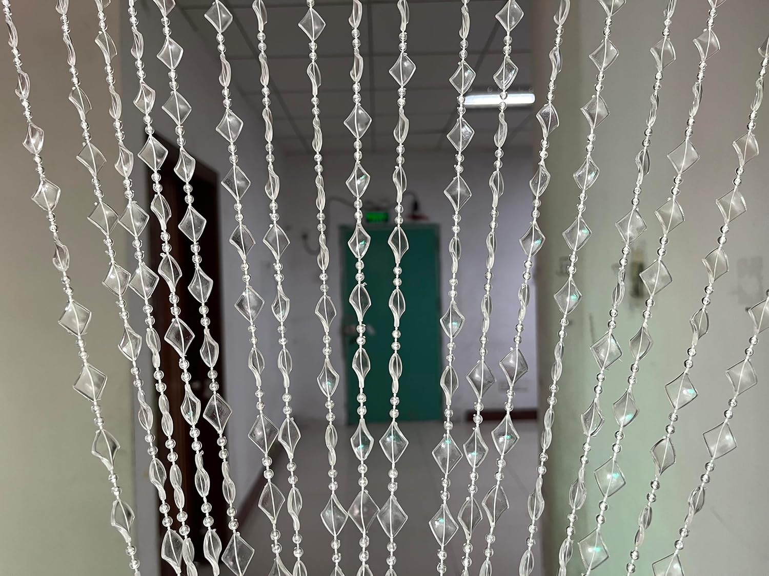 ZiDeTang Acrylic Maple Leaves Diamond Décor Beaded Door Curtain String Doorway Room Divider Window Tassel Blind Screen Panel (39.3"x76.7",Clear)