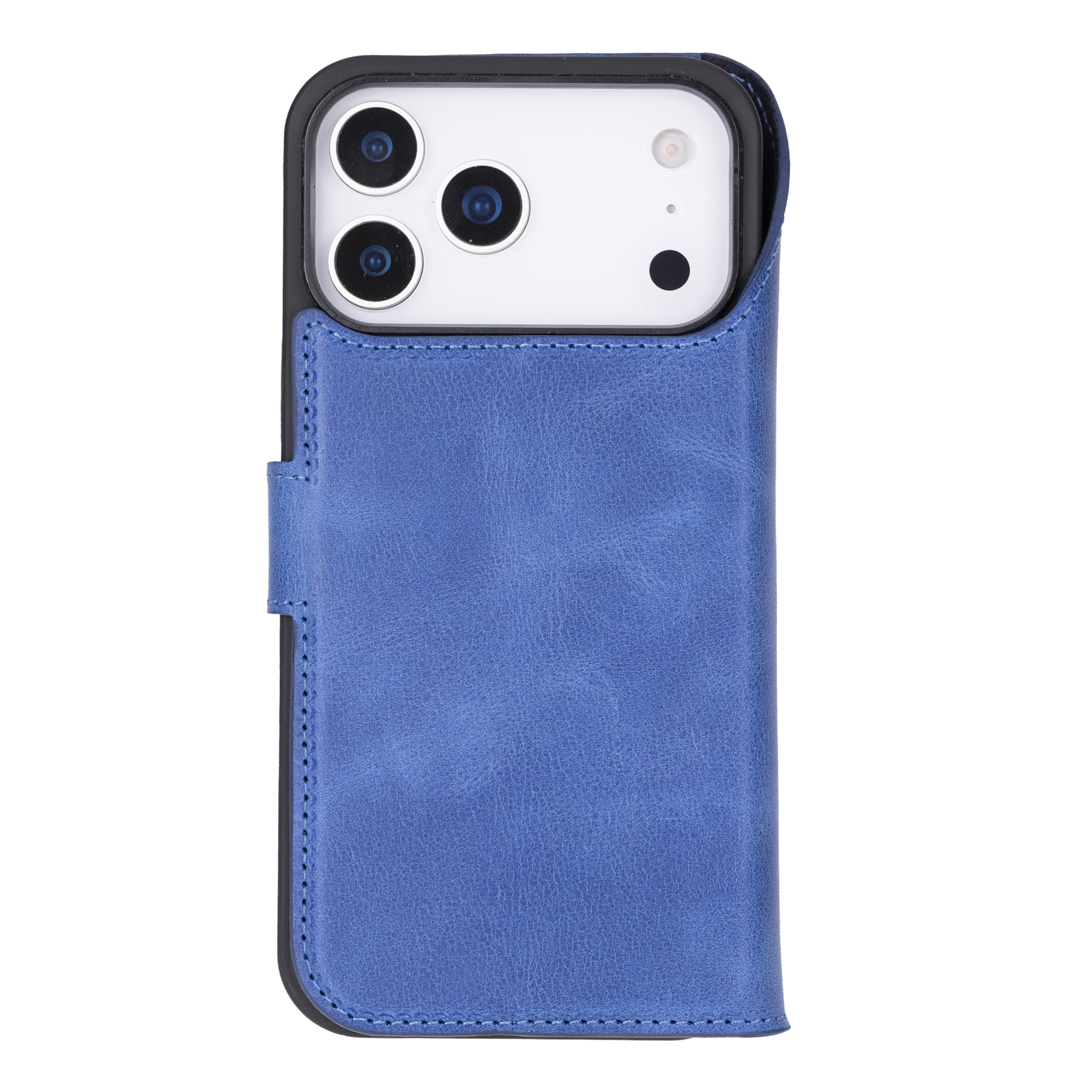 Venito Leder Wallet Case Kompatibel mit iPhone 17 Pro Max, Handgefertigtes Premium Leder, Abnehmbare Magnetische Flip Cover Kickstand Fall-/Aufprallschutz, Starke Magnete, 6,9 Zoll Dunkelblau