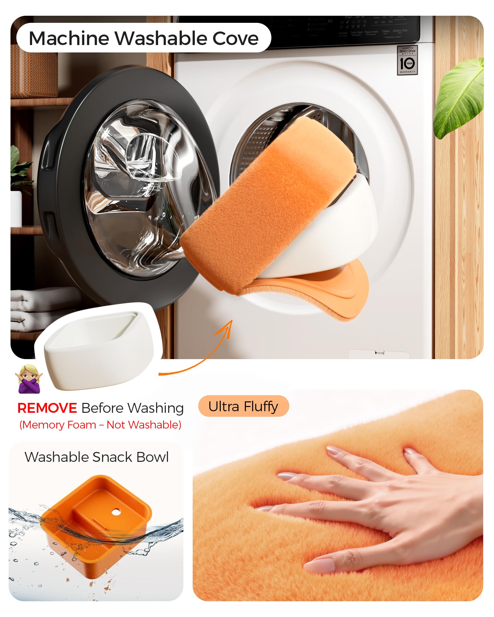 LULULOOK Support Kindle avec 2 Poches, réglable, avec Bras pivotant magnétique, Support Universel pour Tablette avec Plateau à collation Amovible, pour Tous Les appareils de 4,7 à 16 ", Orange
