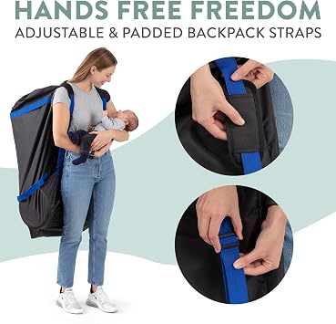 Gate Check Stroller Bag for Airplane Travel Durable & Convenient Nylon Stroller Travel Bag with Backpack Straps - Perfect Stroller Cover for Umbrella Stroller & Single to Double Stroller