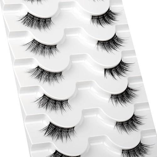 Miniatura 280 de Pooplunch Pestañas postizas de pelo de visón sintético, estilo de ojo de gato, paquete de pestañas postizas naturales esponjosas, paquete múltiple