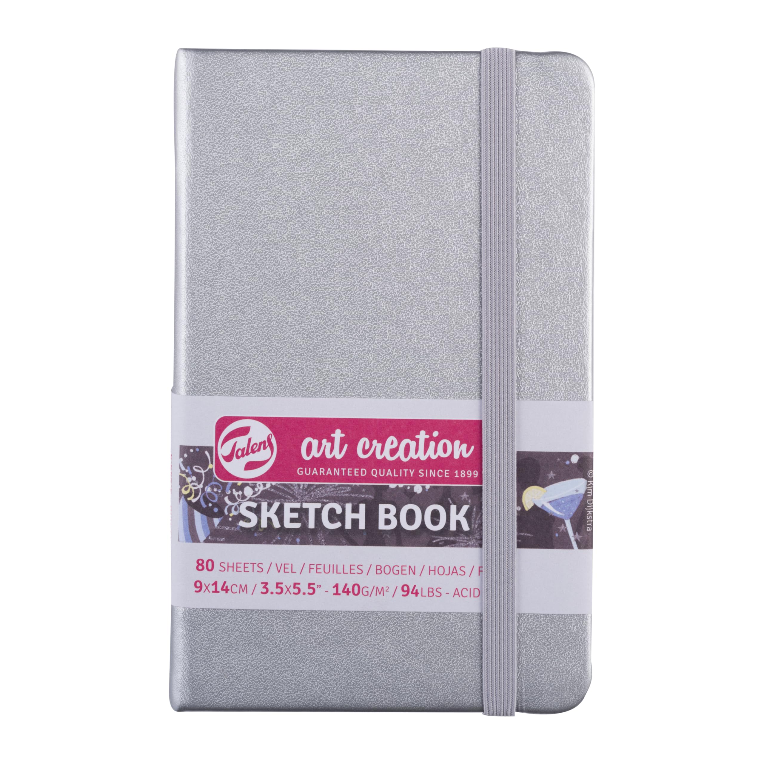 Talens Art Creation T9314-041M 403638 Talens Art Creation Sketchbook, Drawing Notebook, 3.5 x 5.5 inches (9 x 14 cm), Shiny Silver, 4.9 oz/yd² Thick, Fine Acid-free Paper, 80 Sheet Bound