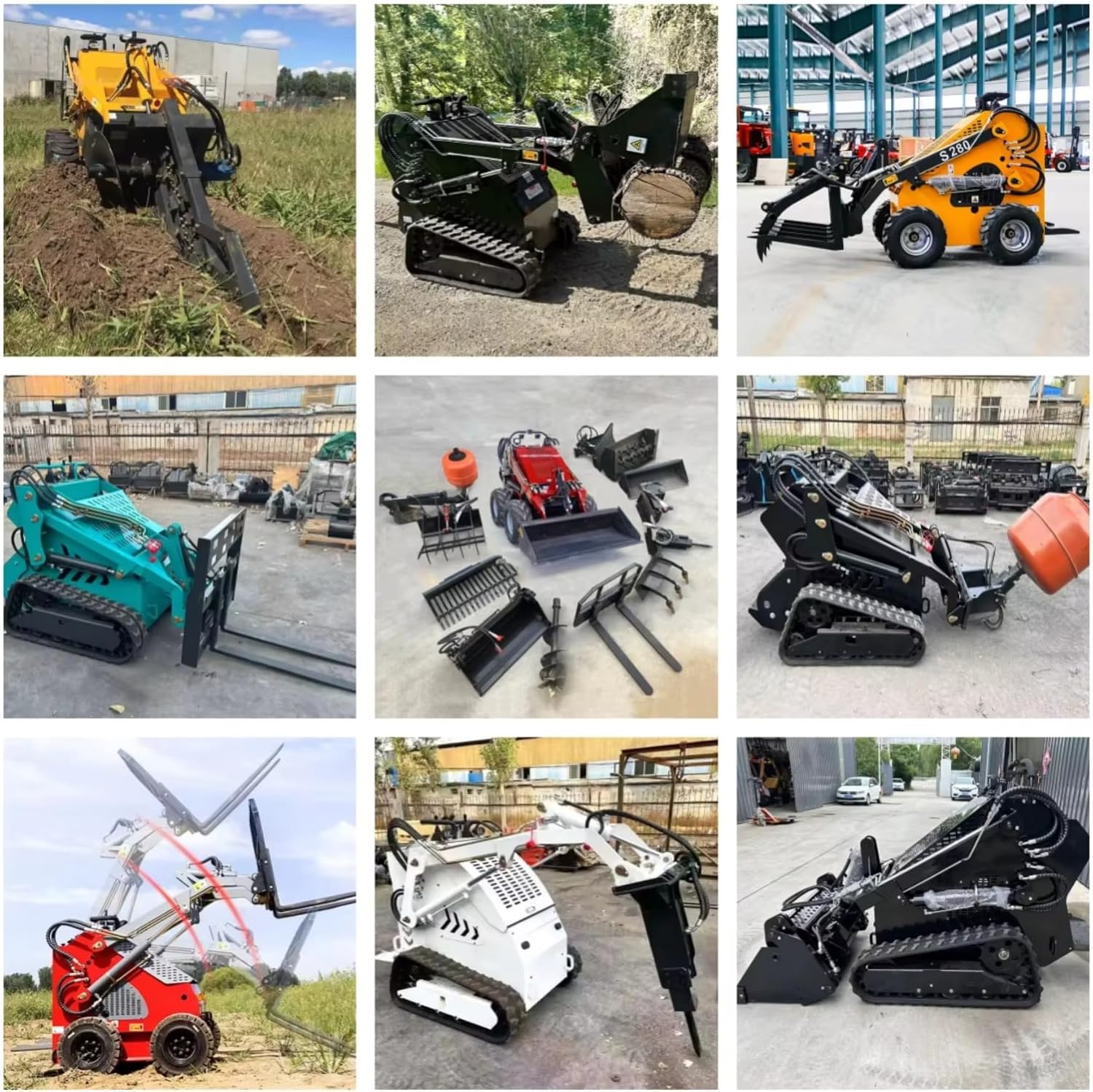 Skid Steer Loader Mini Skid Steer Loader with Fully Enclosed Cab, Front Bucket, Attachments Compatible for Landscaping, Construction, Snow Removal, Agriculture, Farming, Industrial Commercial Use