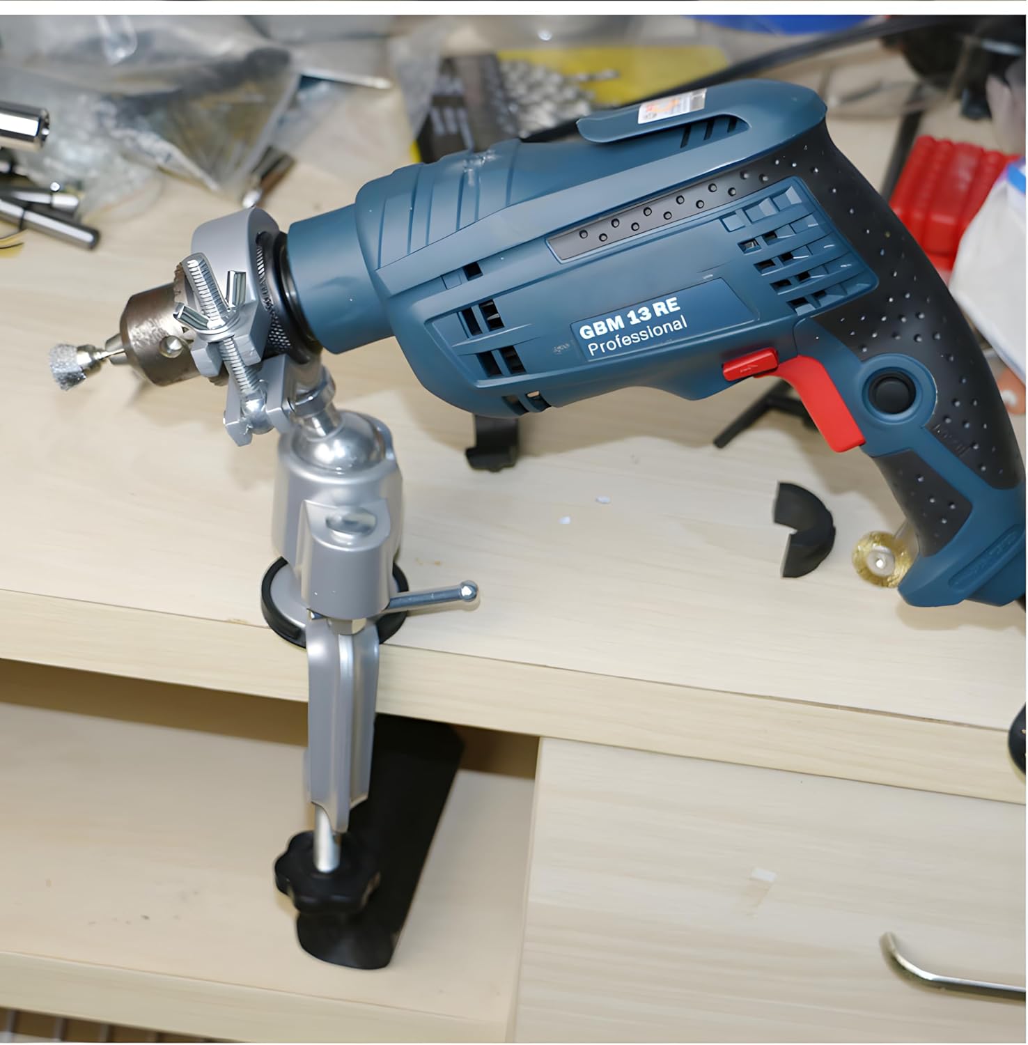 Bench Clamp Vise - 360° Universal Electric Drill Stand & Grinder Holder, Heavy-Duty Bracket for Jewelry Making, Table Drill - Ideal for Household & DIY Projects
