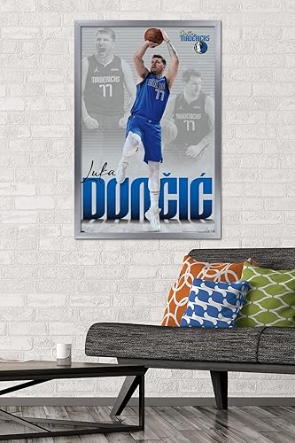 Miniatura 45 de Trends International NBA Dallas Mavericks - Póster de pared de Luka Doncic 22, 22.375 x 34 pulgadas, versión enmarcada en negro Versión enmarcada