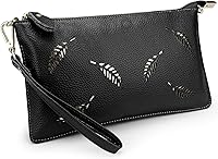 Vista 1 de YALUXE Clutch Wristlet - Cartera de piel auténtica con bloqueo RFID y cadena de hombro