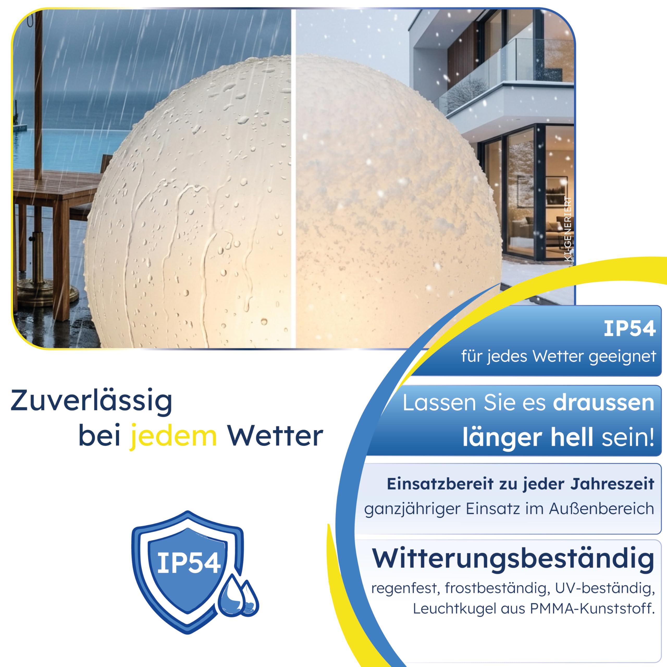 Esotec Solar Deko-Leuchtkugel, 40cm, 9 Leuchtfarben, Dauer oder Wechsellicht, Akku, Solarmodul, Erdspieß, Solarmodul-Wandhalterung, Schraubbefestigung, Solarkugel, winterfest 106111