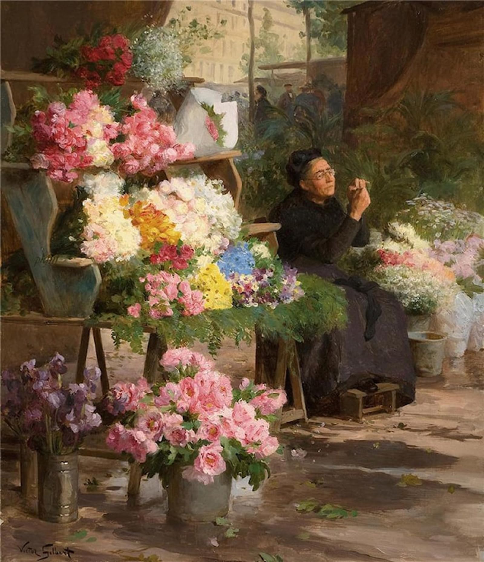 ARTXLXXBN Famous Prints Artwork Pictures Poster Painting Art Flower Seller By gabriel Gilbert Artwork Landscape Pictures for Home Decor 60x90cm