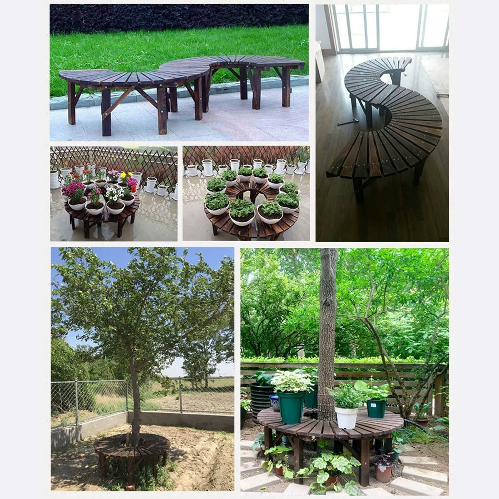 Panca per Alberi Avvolgente, Panchina da Esterno Resistenti Alle Intemperie, Seduta Semicircolare Avvolgente per Alberi, Resistente Alle Intemperie, Facile da Montare per Patio, Parco - Naturale
