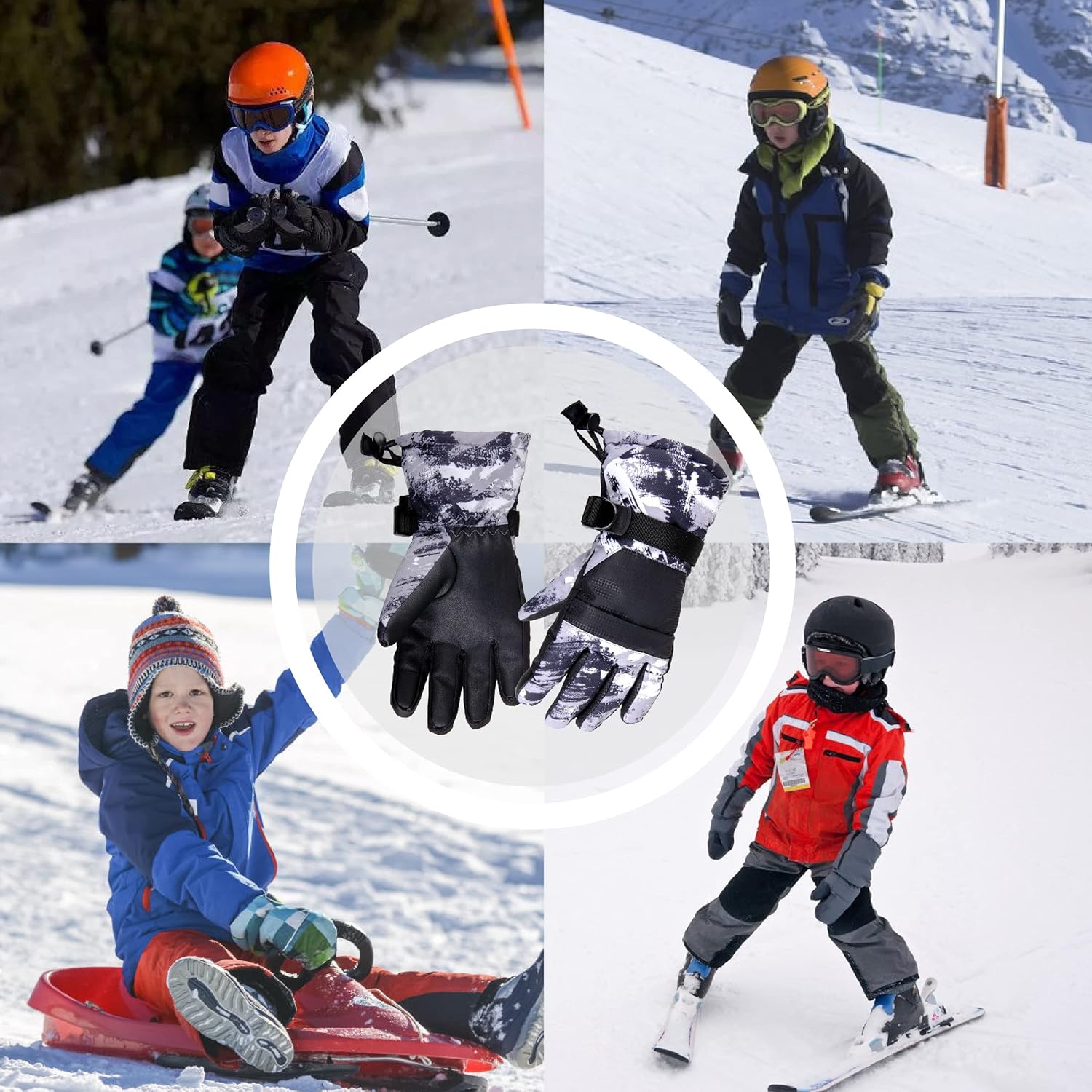 Azarxis Kids Children Snow Gloves Winter Windproof Ski Gloves for Snowboarding, Sledding, Cycling : Clothing, Shoes & Jewelry