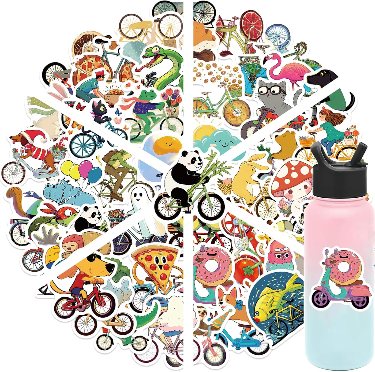 50Pcs Animal Stickers for Water Bottles Realistic Animals Vinyl Waterproof Decals Aesthetic Laptop Sticker Pack Classroom Prizes Skateboard Stickers for Teens Students (Trance)