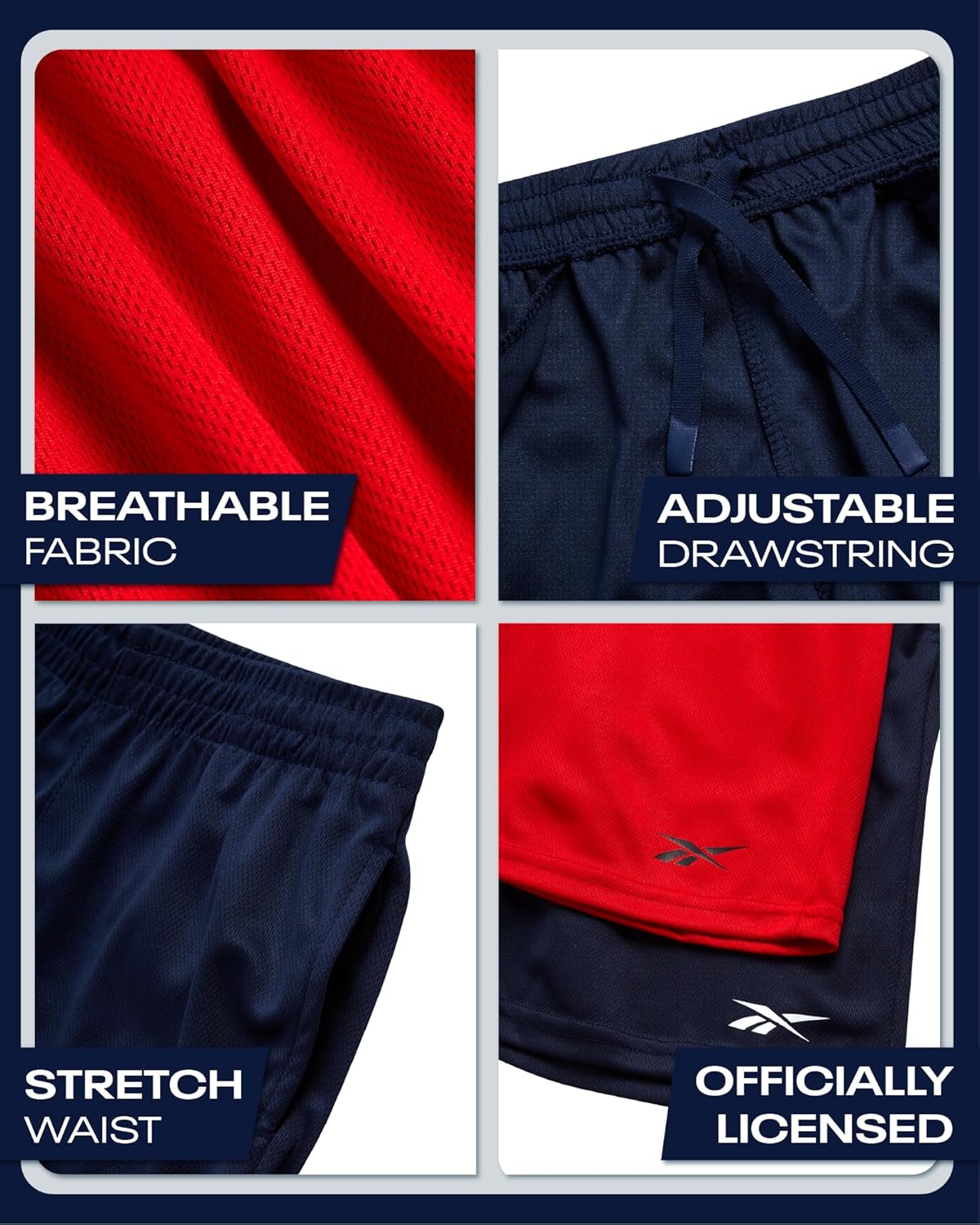 Reebok Boys Basketball Shorts 2 Pack – Mesh Athletic Shorts for Boys, Gym Shorts for Basketball, Running, and Everyday Play - Image 3