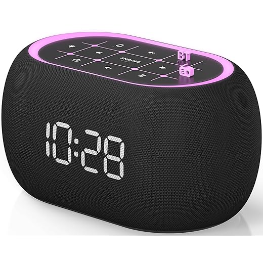ANJANK Alarm Clock FM Radio with Bluetooth Speaker, Hi Fi Stereo Sound, 7 Clolors Night Light, 0
