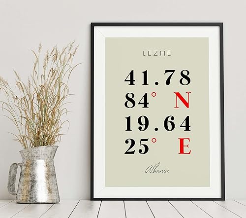 Miniatura 6 de Mapa de Lezhe, Albania, Coordenadas Multilínea de Colores (8x10)