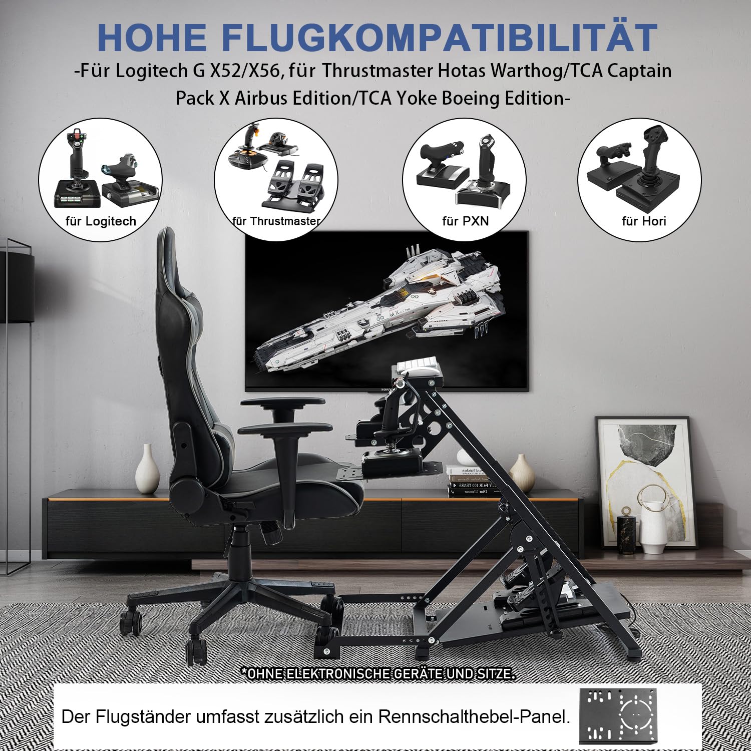 Anman Foldable Flight Simulation Cockpit 3.0 mit Fixed Slot für Logitech, Thrustmaster, Fanatec, Adjustable Pedals