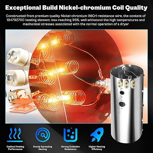 Miniatura 2 de Elemento calefactor de repuesto para secadora Electrolux Frigidaire Elemento calefactor 134792700 137032600 Limitador térmico 3204267 Termostato
